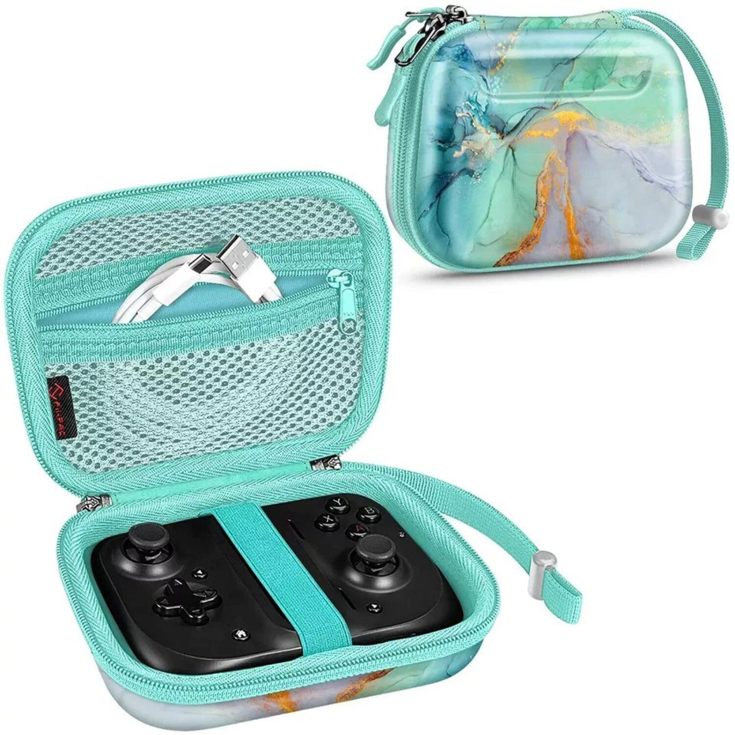 Front. Stock Preferred - Carrying Case for Razer Kishi Mobile Game Controller Hard Shell Cover Travel Bag Emerald Marble - Emerald Marble.