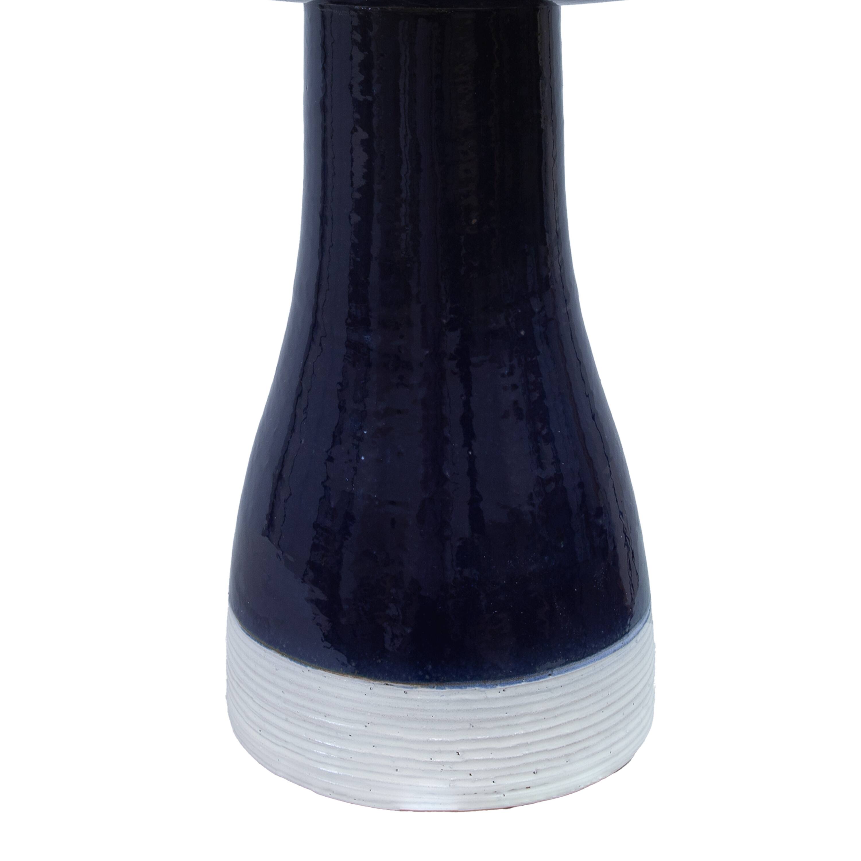 Alt View 9. Sunnydaze - Duo-Tone Outdoor Glazed Ceramic Bird Bath - 21 in - Midnight Blue.