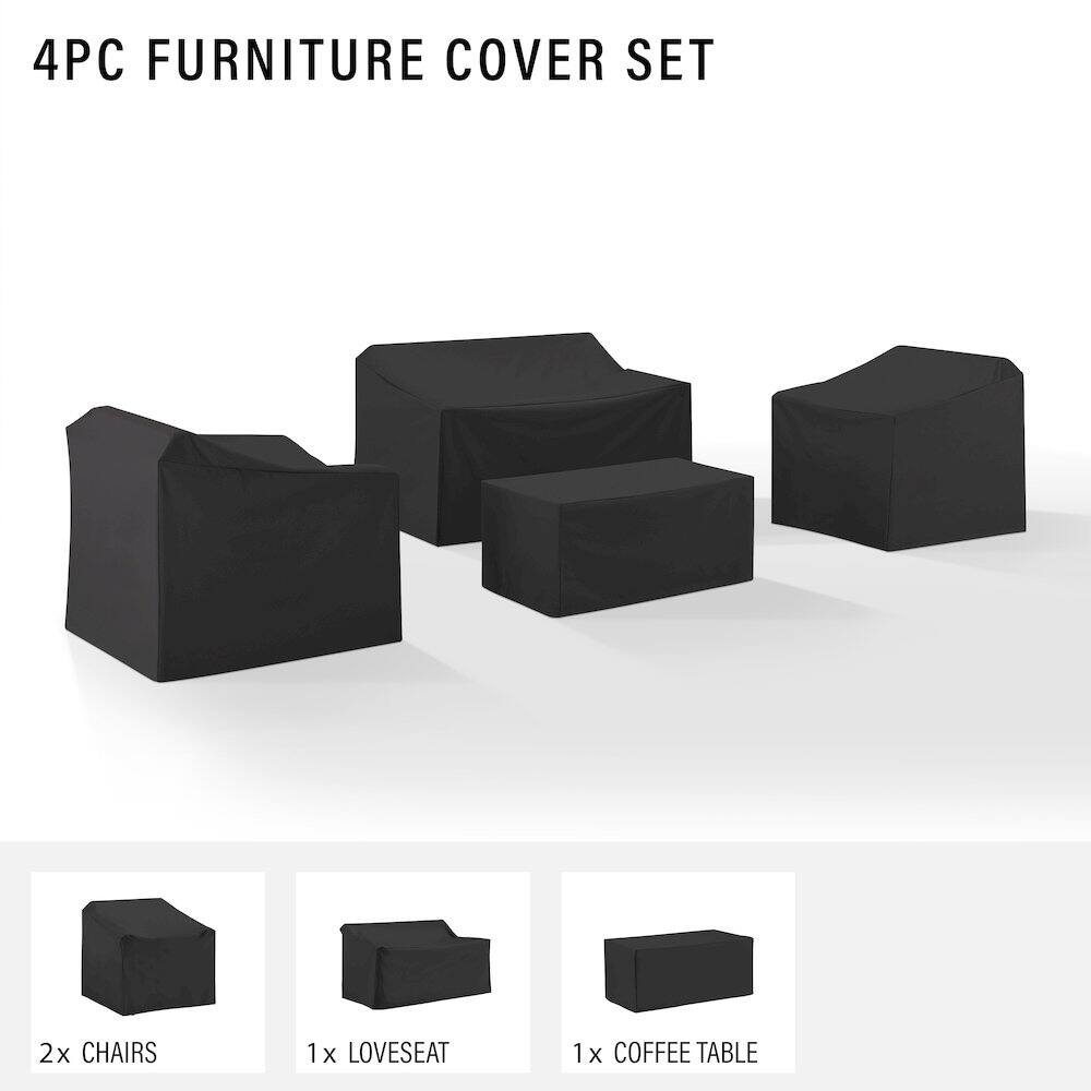 4PC FURNITURE COVER SET

2x CHAIRS
1x LOVESEAT
1x COFFEE TABLE