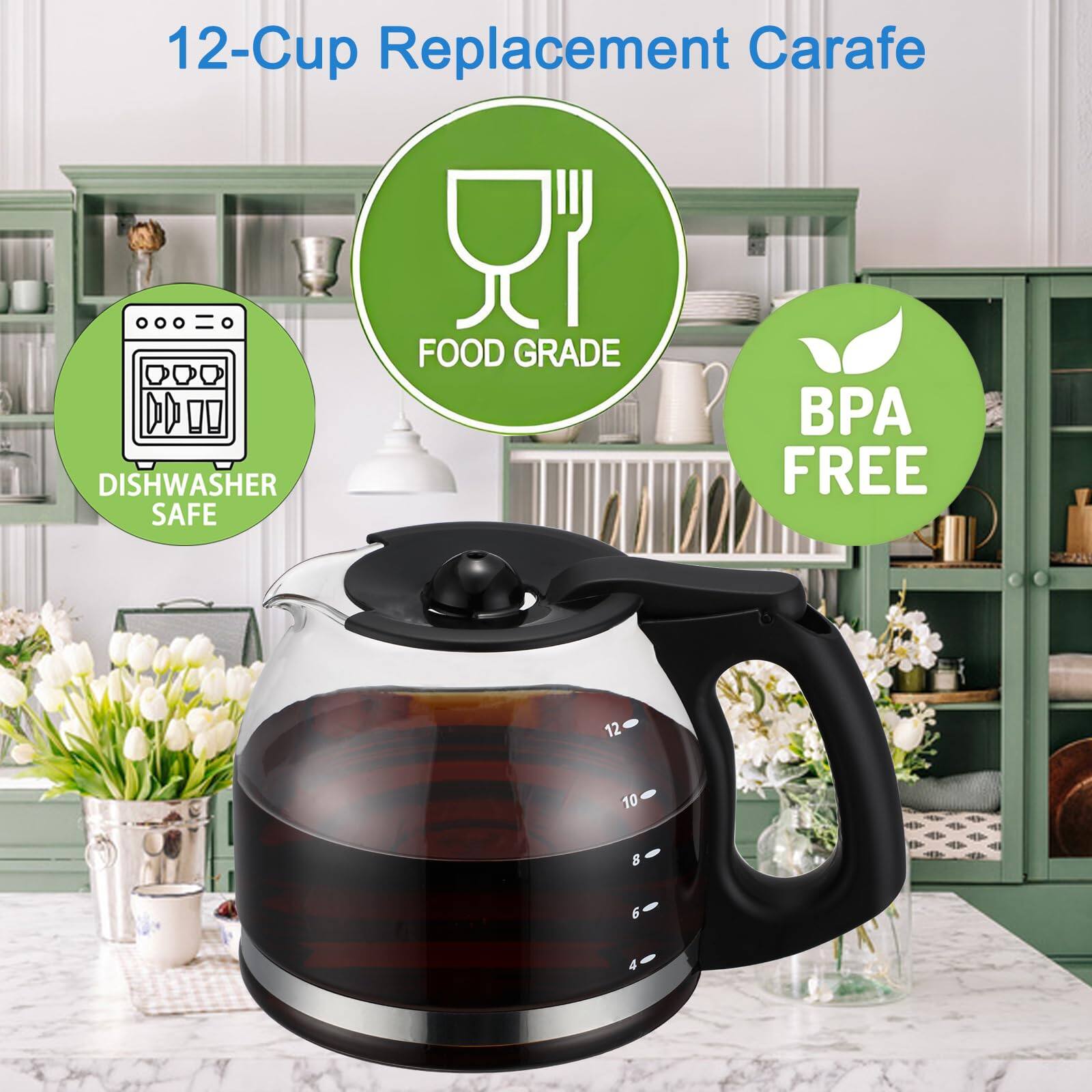 12-Cup Replacement Carafe

- Dishwasher Safe
- Food Grade
- BPA Free