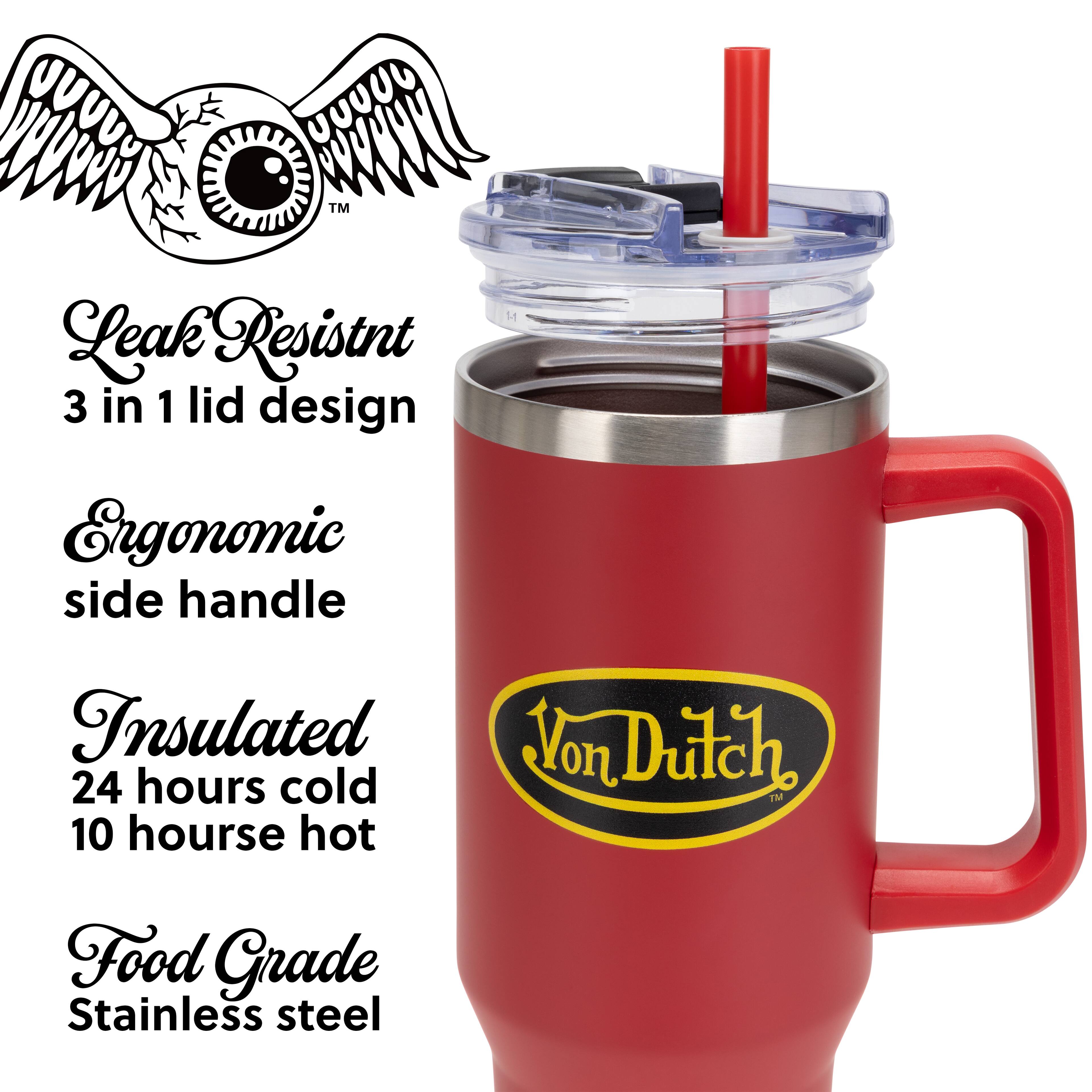 Leak Resistant  
3 in 1 lid design  
Ergonomic side handle  
Insulated  
24 hours cold  
10 hours hot  
Food Grade Stainless steel
