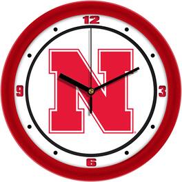 MpDirect - Nebraska Huskers 11.5'' Suntime Premium Glass Face Traditional Logo Wall Clock - Multicolor