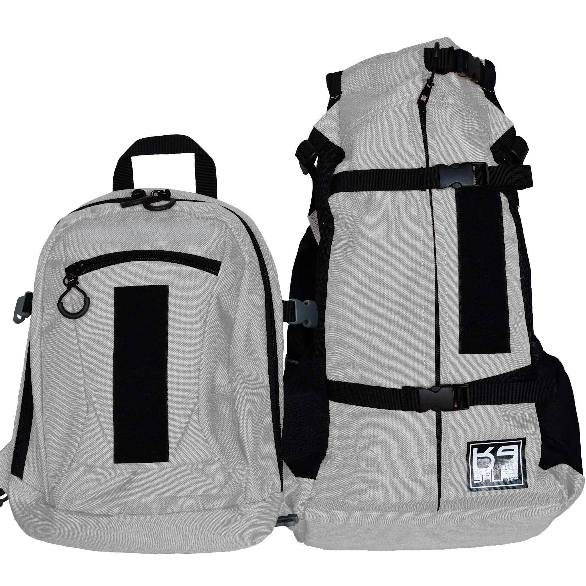 Alt View 4. Live At Space - Plus 2 - Large Light Grey Ideal For Dogs 20-22" Long Adjustable Backpack-style Carrier With Multi-functional Storage Pac.