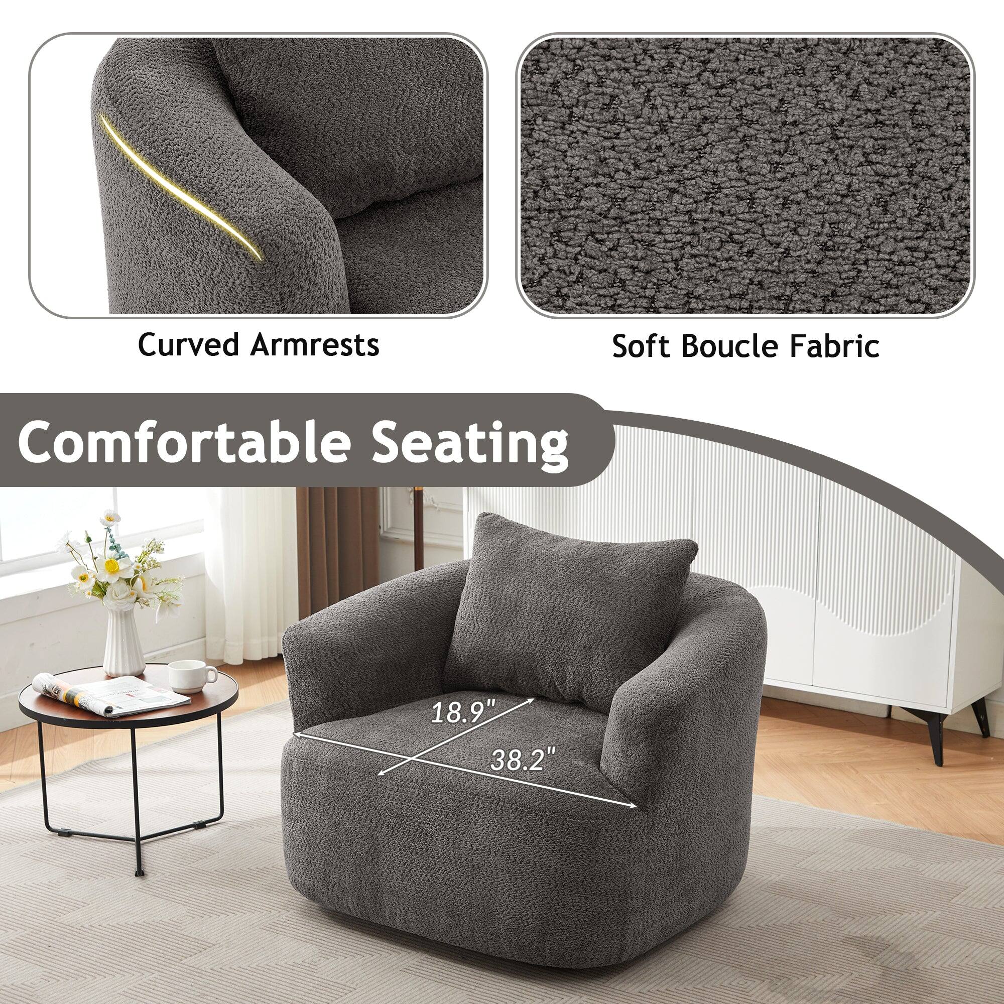 Curved Armrests  
Soft Boucle Fabric  
Comfortable Seating  
18.9"  
38.2"