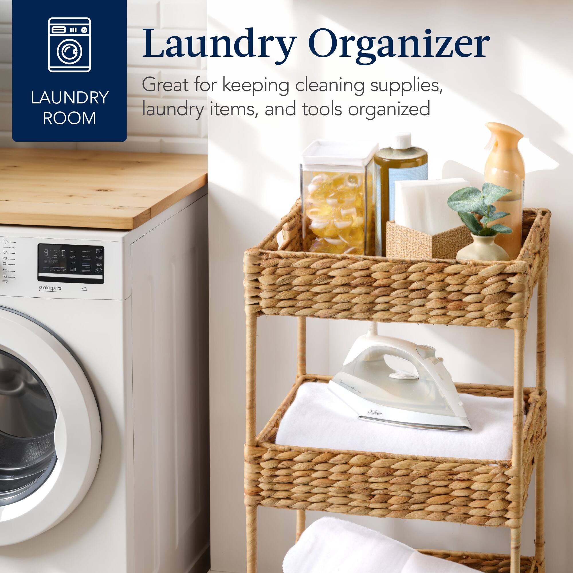 Laundry Organizer  
Great for keeping cleaning supplies, laundry items, and tools organized  

Laundry Room