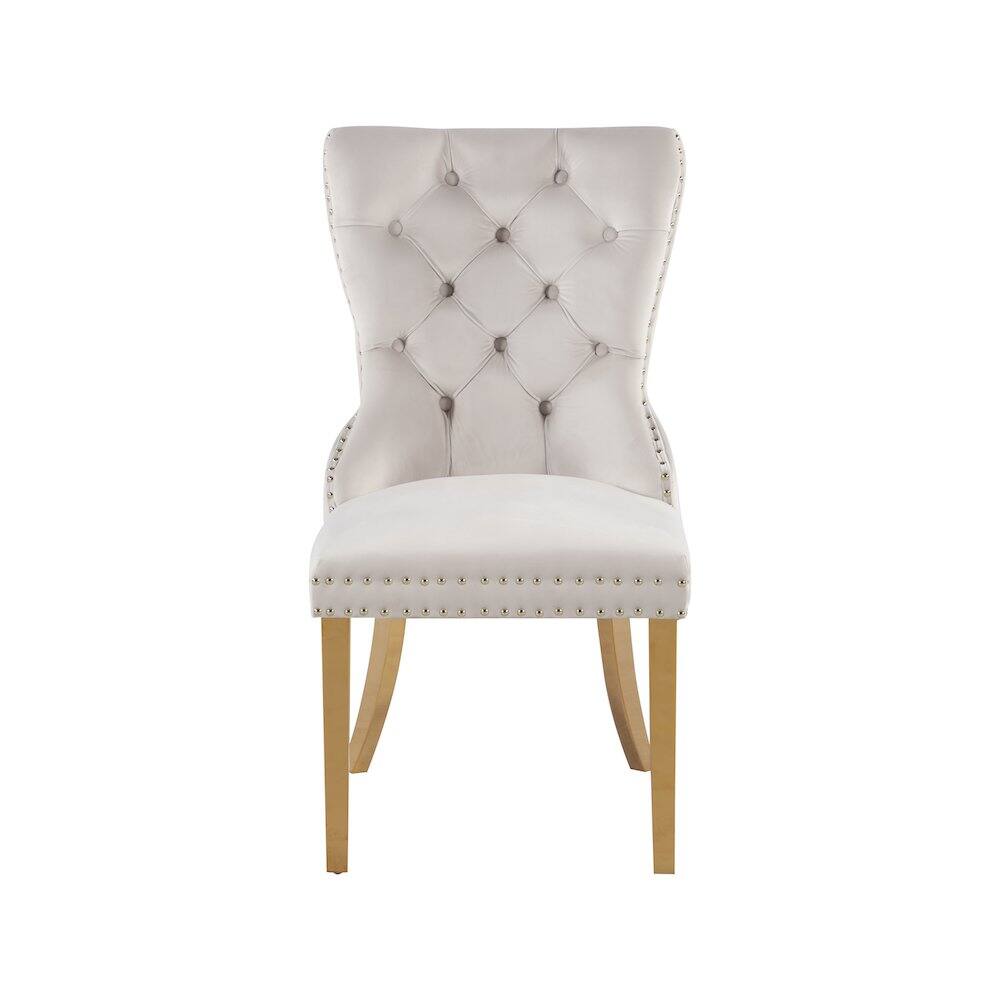Alt View 1. Meridian Furniture - Carmen Cream Velvet Dining Chairs, Set of 2 - Beige.