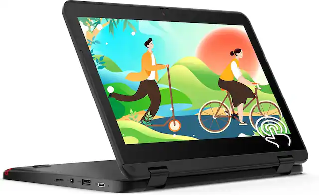 Front. Lenovo - Lenovo Chromebook 300e Gen 3 11.6" Touch AMD 3015Ce 4GB 32GB eMMC - Black.