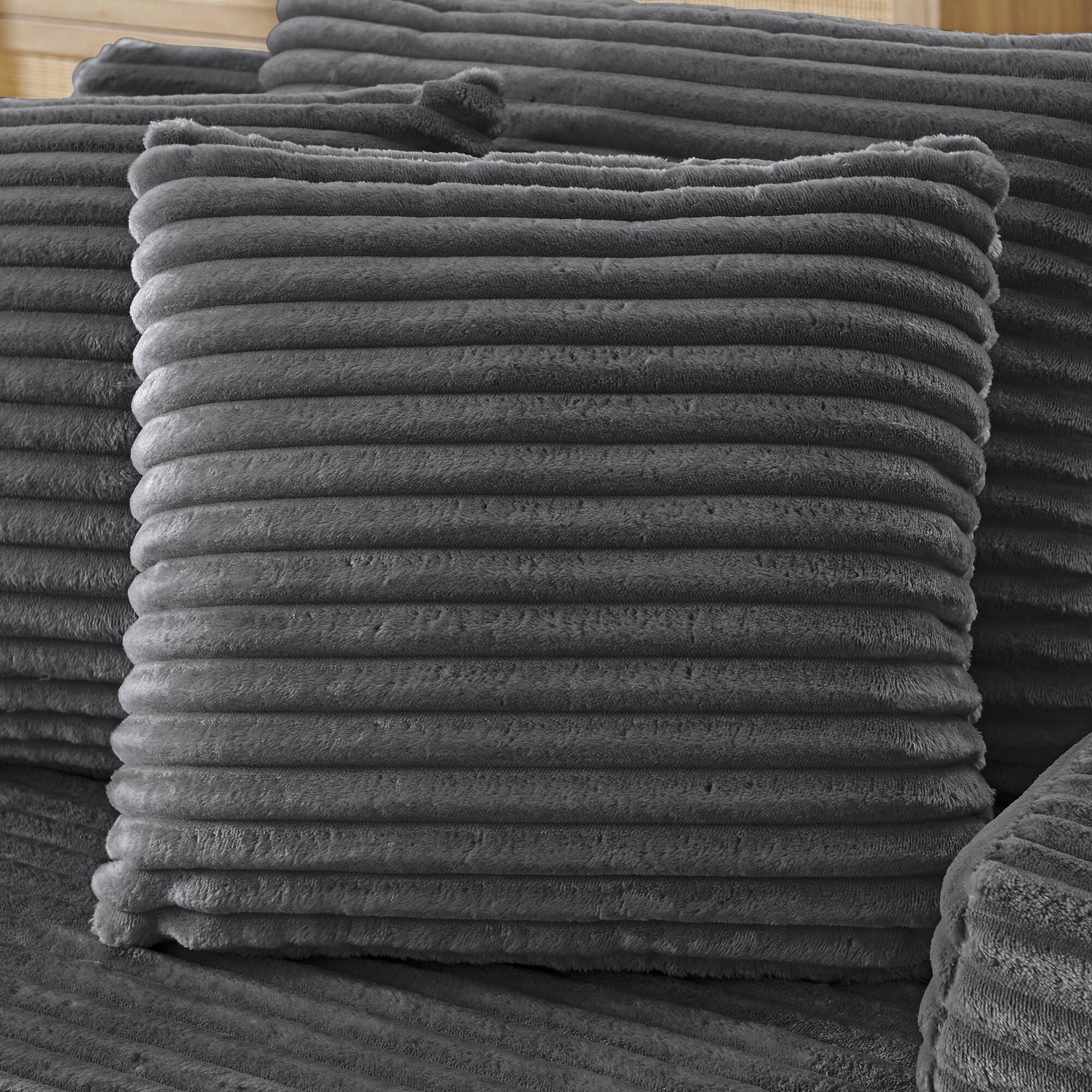 Back. Trinkets Crazed - 50" Corduroy Chaise Lounge Chair Indoor, Oversized Sleeper Chair Single Lazy Sofa Lounge Chair, Modern Reading Chair - Dark Gray.