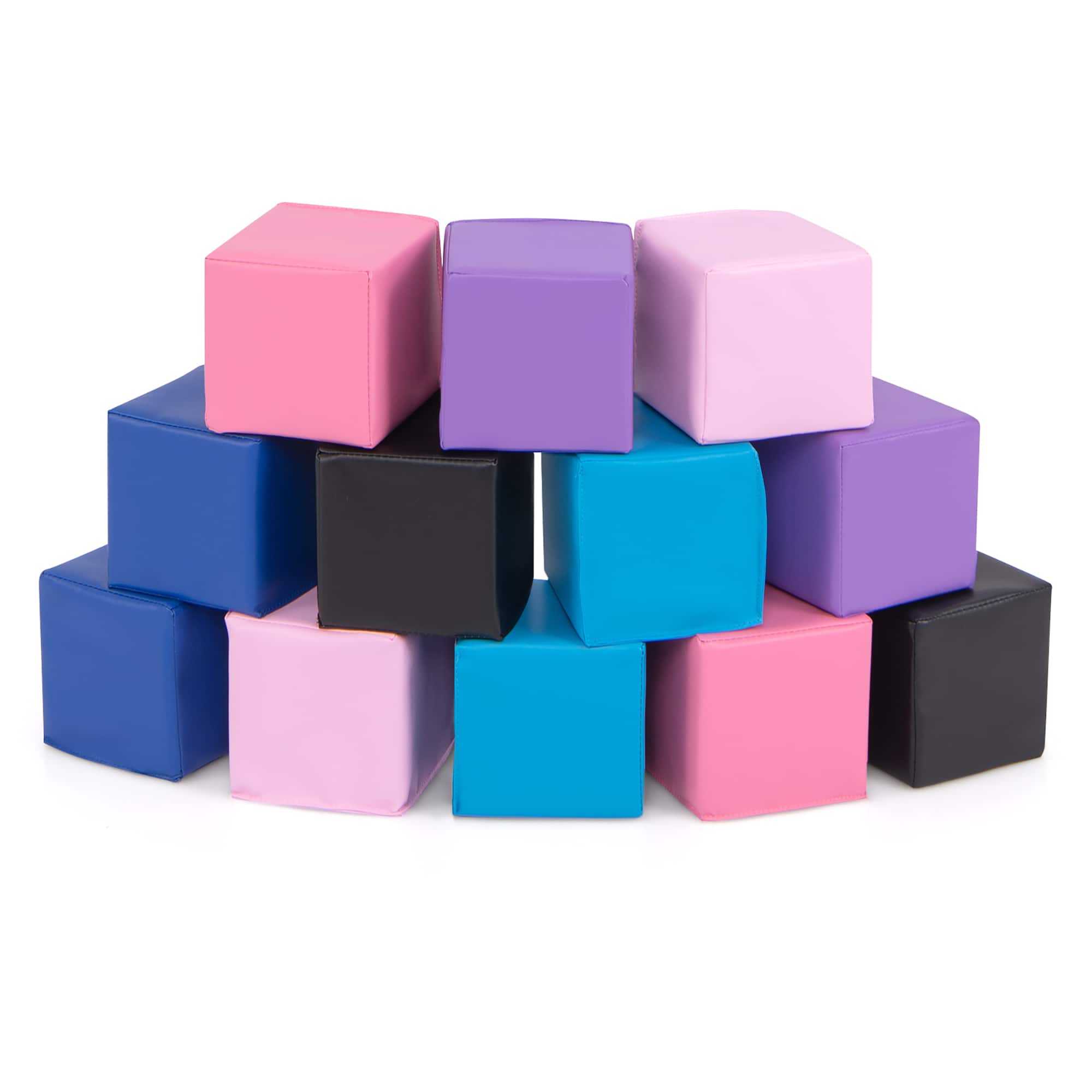 Gymax - 12 PCS Foam Building Blocks 5.5'' x 5.5'' Colorful Climbing Foam Soft Cubes