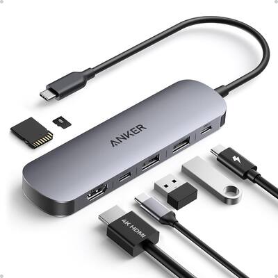 Anker USB C Hub, 7 in 1 Multi Port USB Adapter for Laptops, 4K Anker USB C Hub, 7 in 1 Multi Port USB Adapter for Laptops, 4K