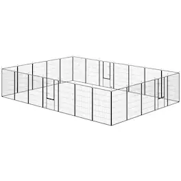 Pawhut - Playpen for Indoor Outdoor, 24 Panels 44.5" H Puppy Playpen with Lockable Door