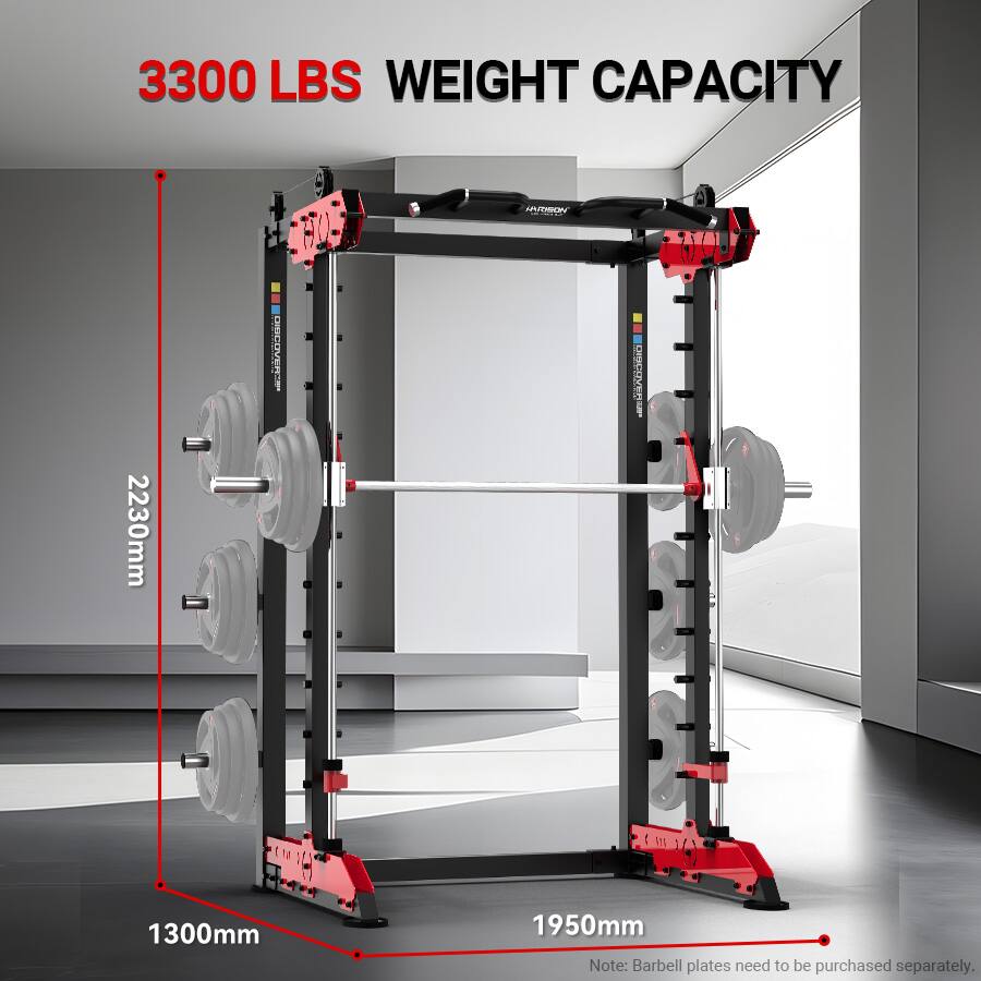 3300 LBS WEIGHT CAPACITY

1T1 Lm 2230mm

DISCOVERSAGAX0364 UA 1300mm 1950mm

Note: Barbell plates need to be purchased separately.