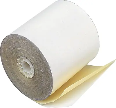 Front. PM Company - PM Company ® Impact Print Carbonless Teller Window/Financial Paper Roll, 3"(W) x 90'(L), 50/Ctn - White.