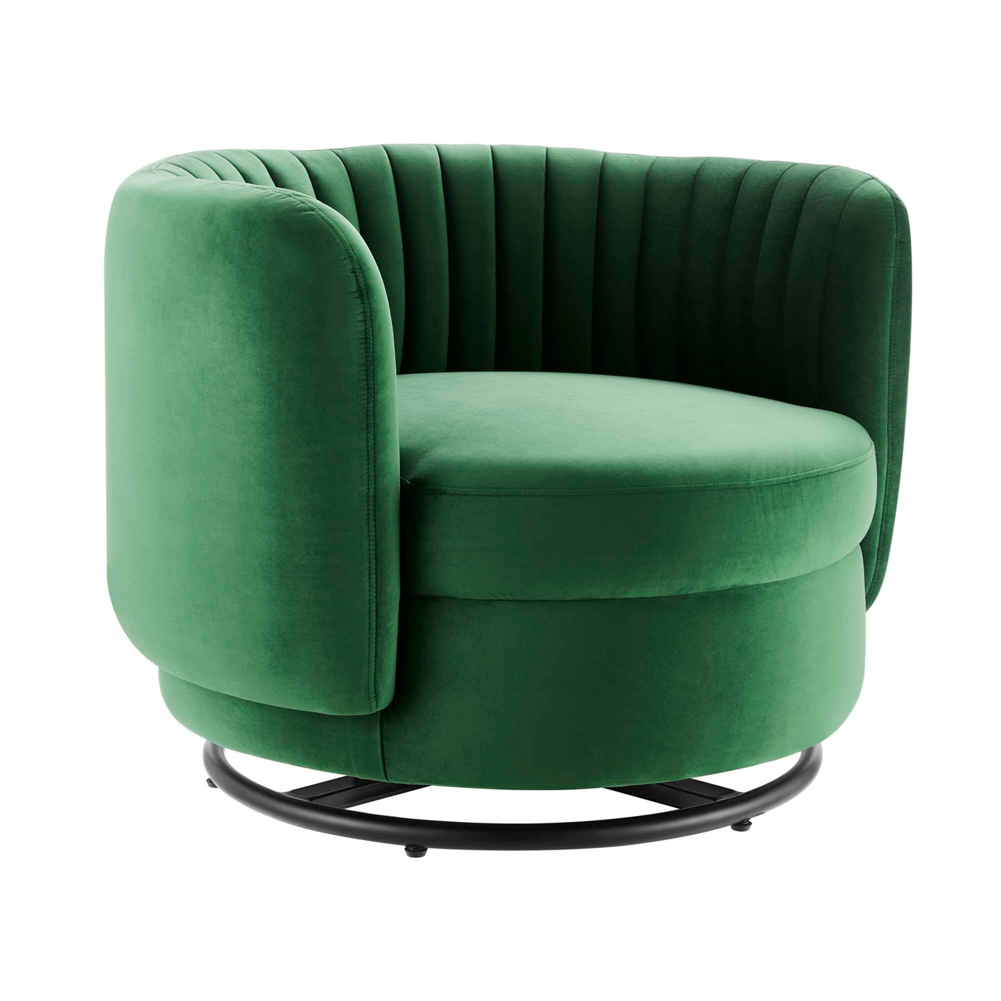 Angle. Modway - Embrace Tufted Performance Velvet Swivel Chair by Modway - Black Emerald.