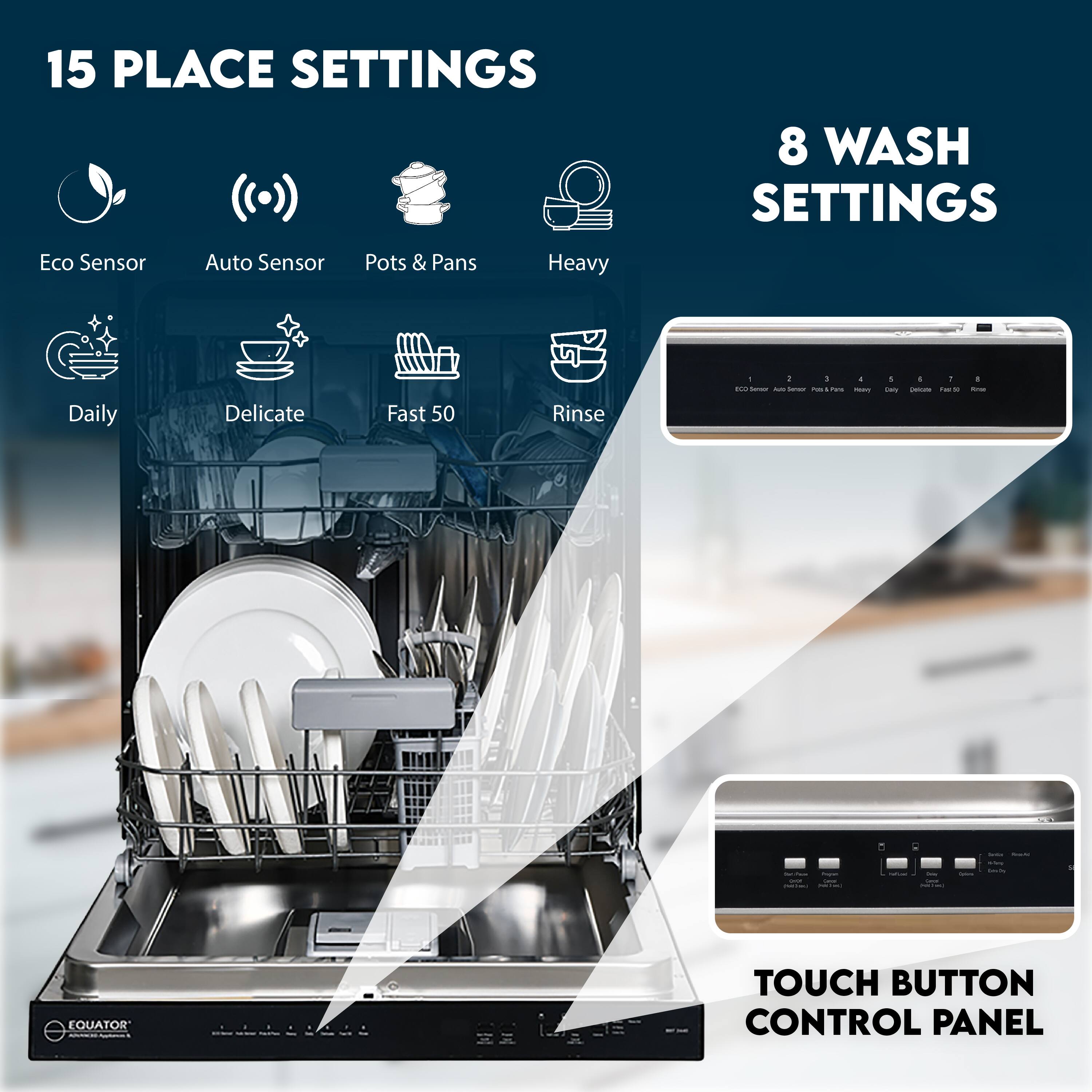 Equator 24 in Dishwasher Top Control 3rd Rack 15 place 3.4g