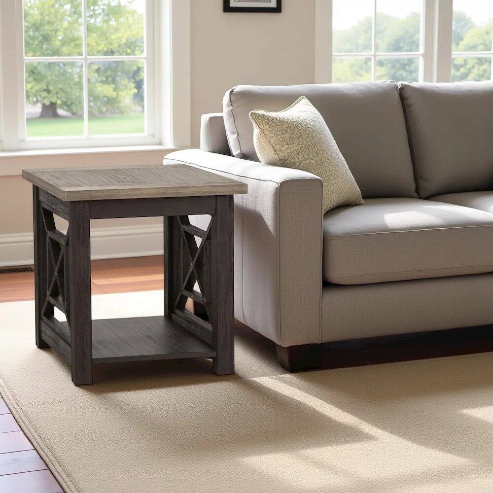 Alt View 1. Starlight Canyon Home - Black Square End Table – Farmhouse Side Table for Living Room Décor - Black.