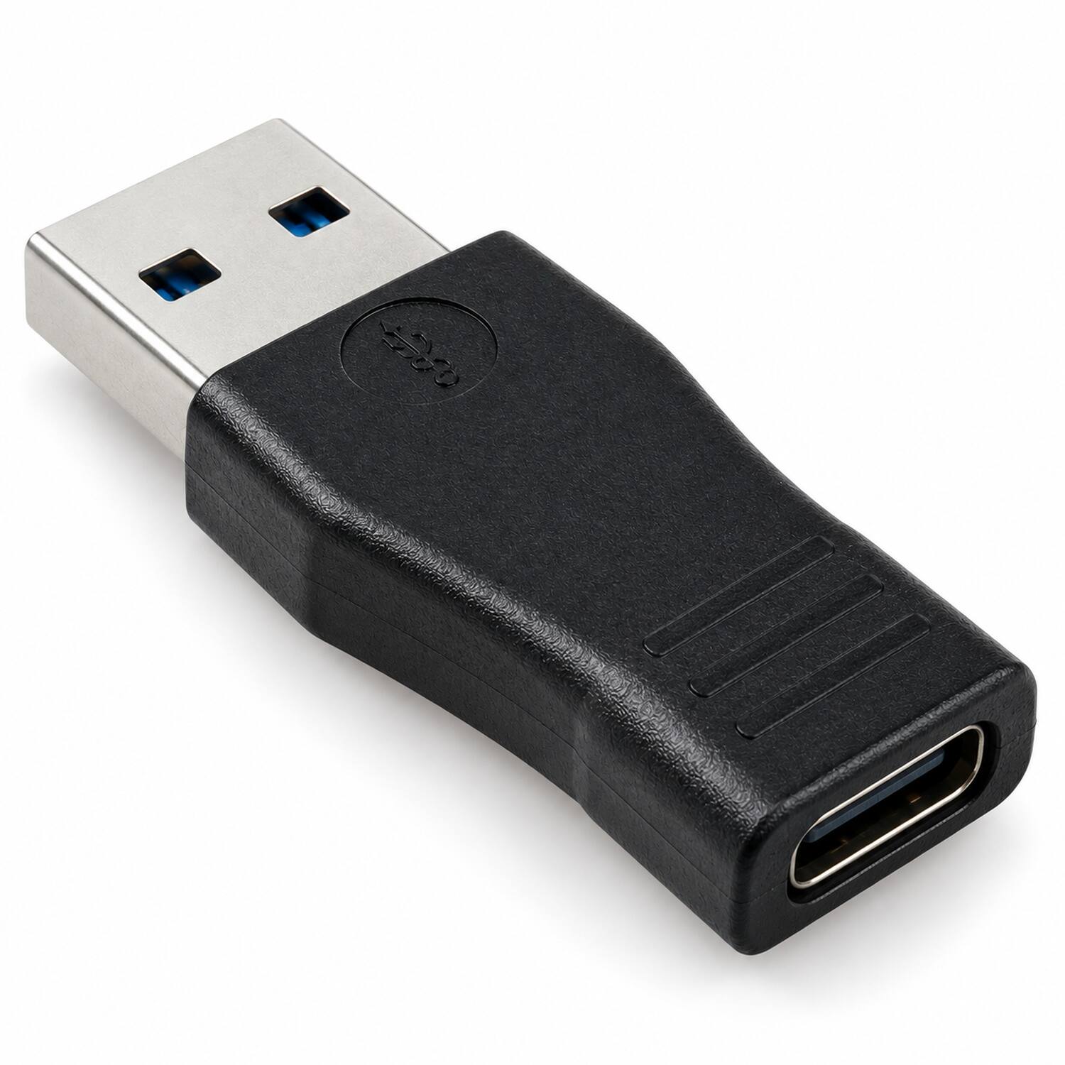 Angle. Sanoxy - USB-C Female to USB-A Male Adapter Converter - Black.