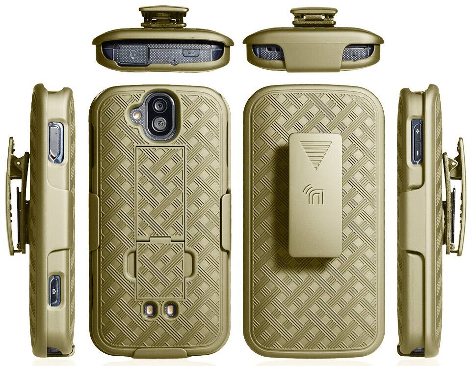 Alt View 6. Nakedcellphone - Case with Stand and Belt Clip Holster for Kyocera DuraForce Pro - Gold.