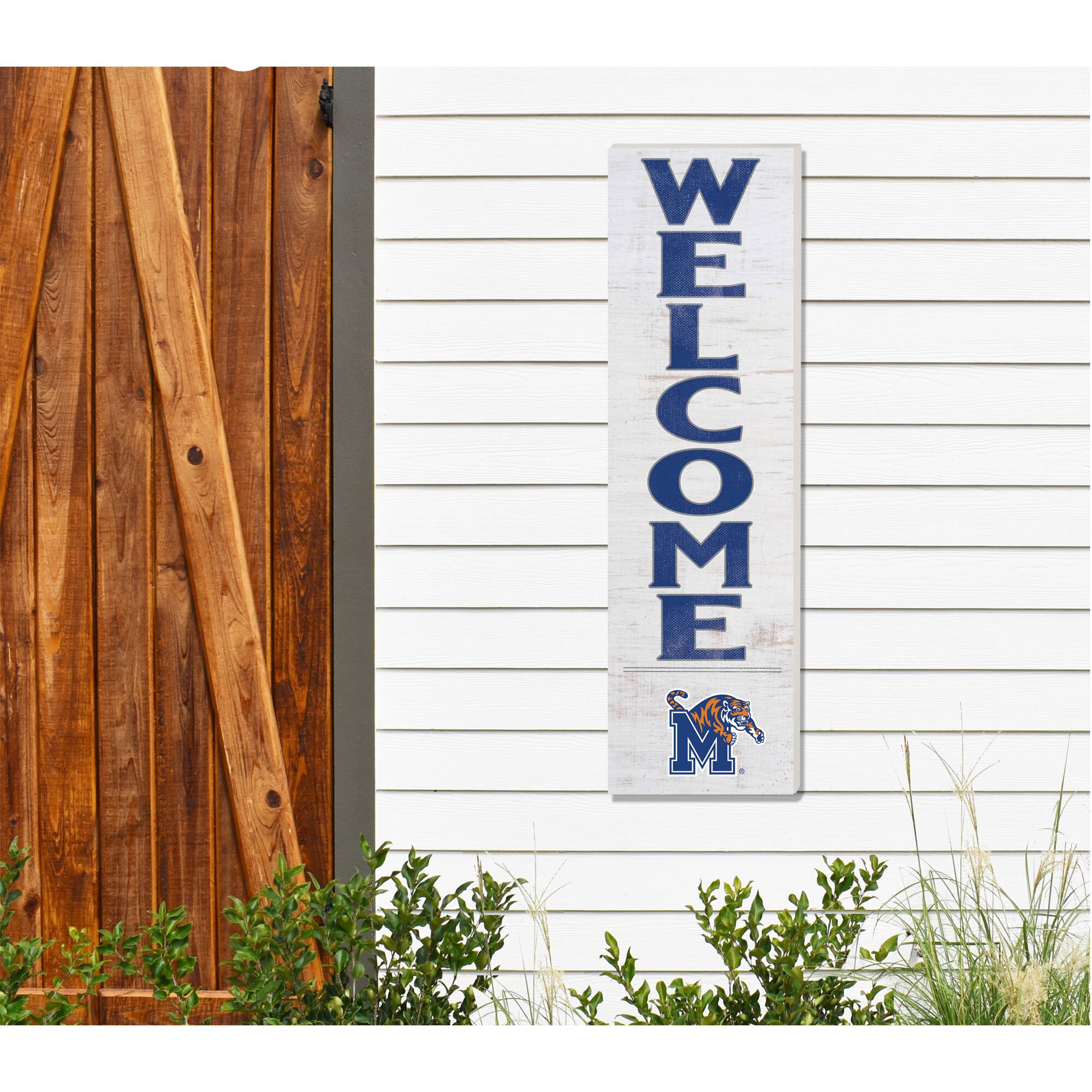Alt View 1. Jardine - White Memphis Tigers 10'' x 35'' Indoor/Outdoor Welcome Sign - White.