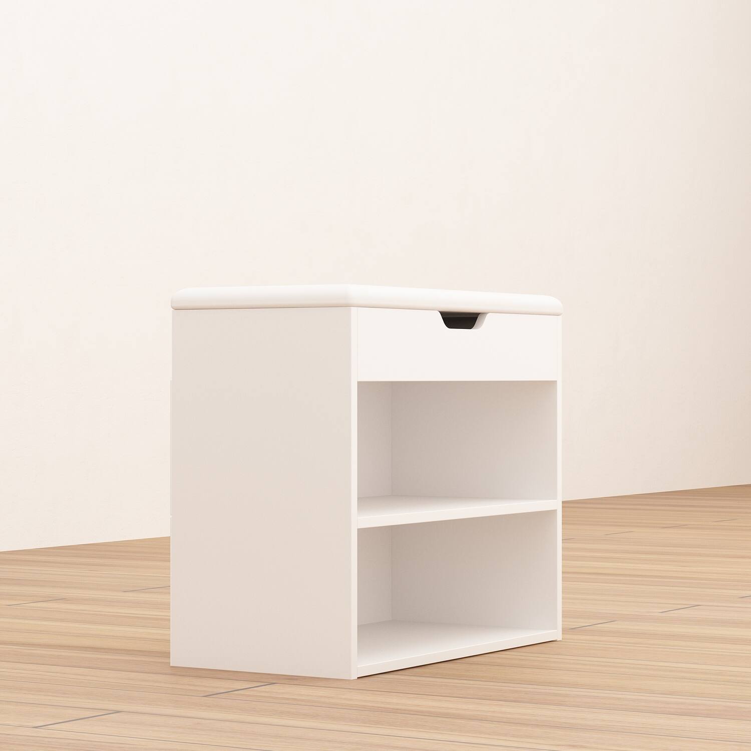 Alt View 10. FUFU & GAGA - Small Shoe Bench with Storage Box and Rack – Space-Saving Entryway Organizer - White.