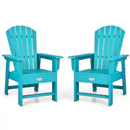 Gymax - Set of 2 Kids Patio Adirondack Chair Armchair Weather Resistance Outdoor Chair - Turquoise