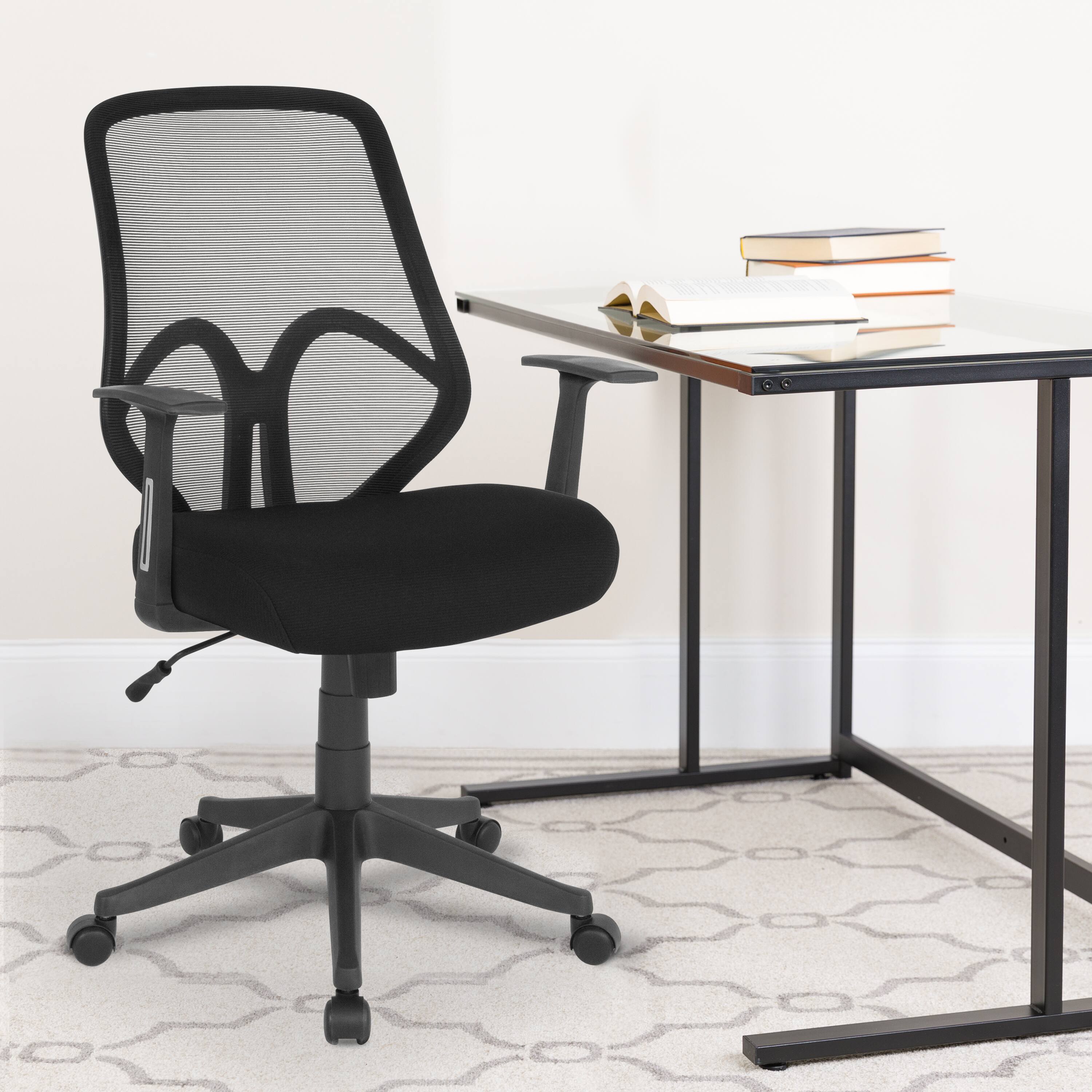 Alt View 1. Emma + Oliver - High Back Flexible Mesh Office Chair with Arms - Black.