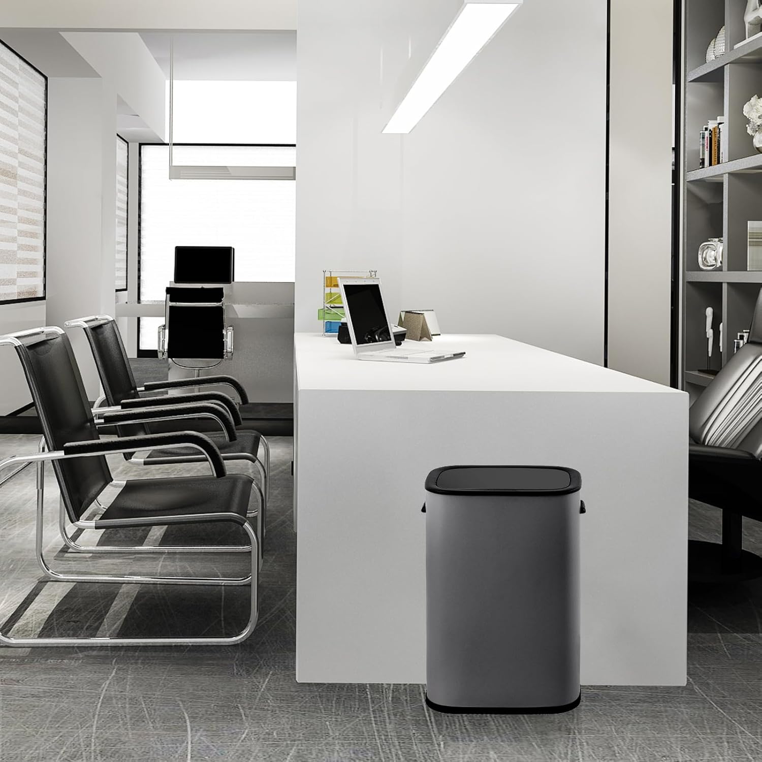 Alt View 3. Homhougo - 13 Gallon / 50 Liter Motion Sensor Trash Can, Smart Trash Can with Lid, Rectangular Automatic Garbage Can - Grey.