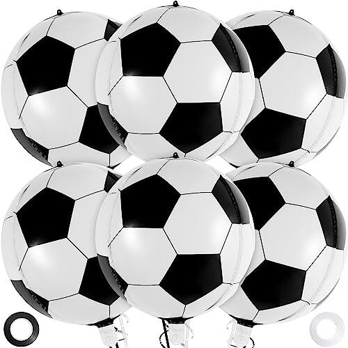 Front. Vulpecula Spade - Soccer Balloons, 22 Inch Large Metallic Round Sphere Soccer Ball Balloons, 6 Pcs Foil Mylar Football Balloons for - Soccer.