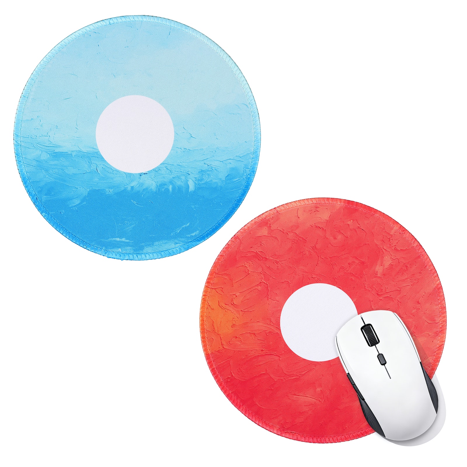 Unique Bargains - 2pcs Donut Round Mouse Pad 7.9" Donut Printed Non-Slip Rubber Desk Mat for Office Home Laptop Computer Desk Accessories - Lake Blue, Orange