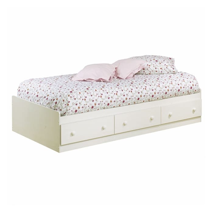 Hivvago - Twin size Platform Bed with 3 Storage Drawers - White