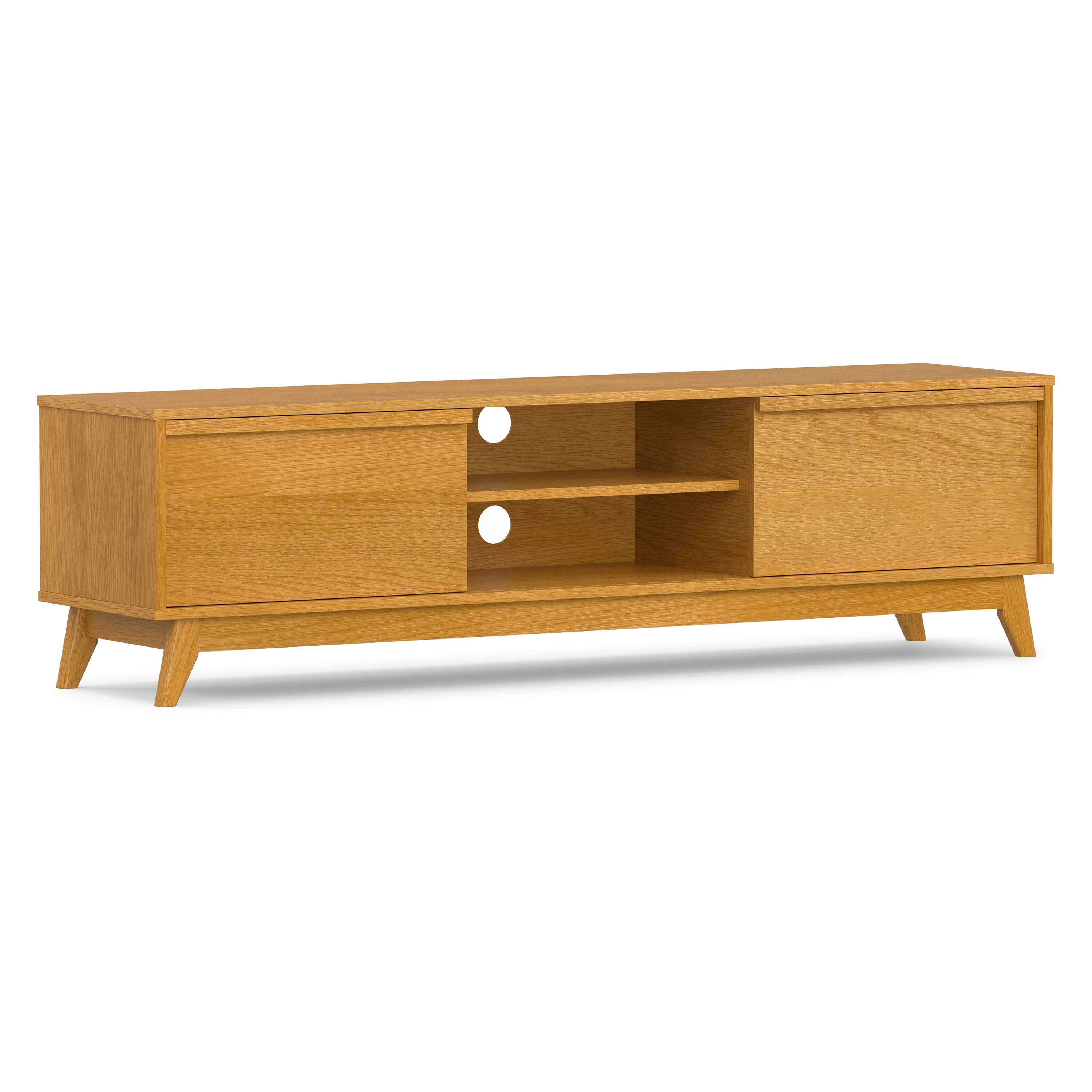 Angle. Simpli Home - Simpli Home Lennon Mid Century Modern TV Media Stand - Oak Veneer.