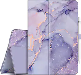 Fintie - Folio Case For iPad 9th/8th/7th Gen 10.2 Inch, Lightweight Premium Vegan Leather Stand Cover Auto Wake/Sleep - Lilac Marble