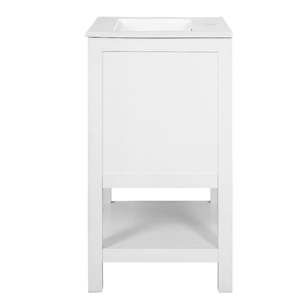 Alt View 10. Loheer - Loheer 24 inch bathroom vanity with sink White Modern Twill Design Ceramic Basin - White.