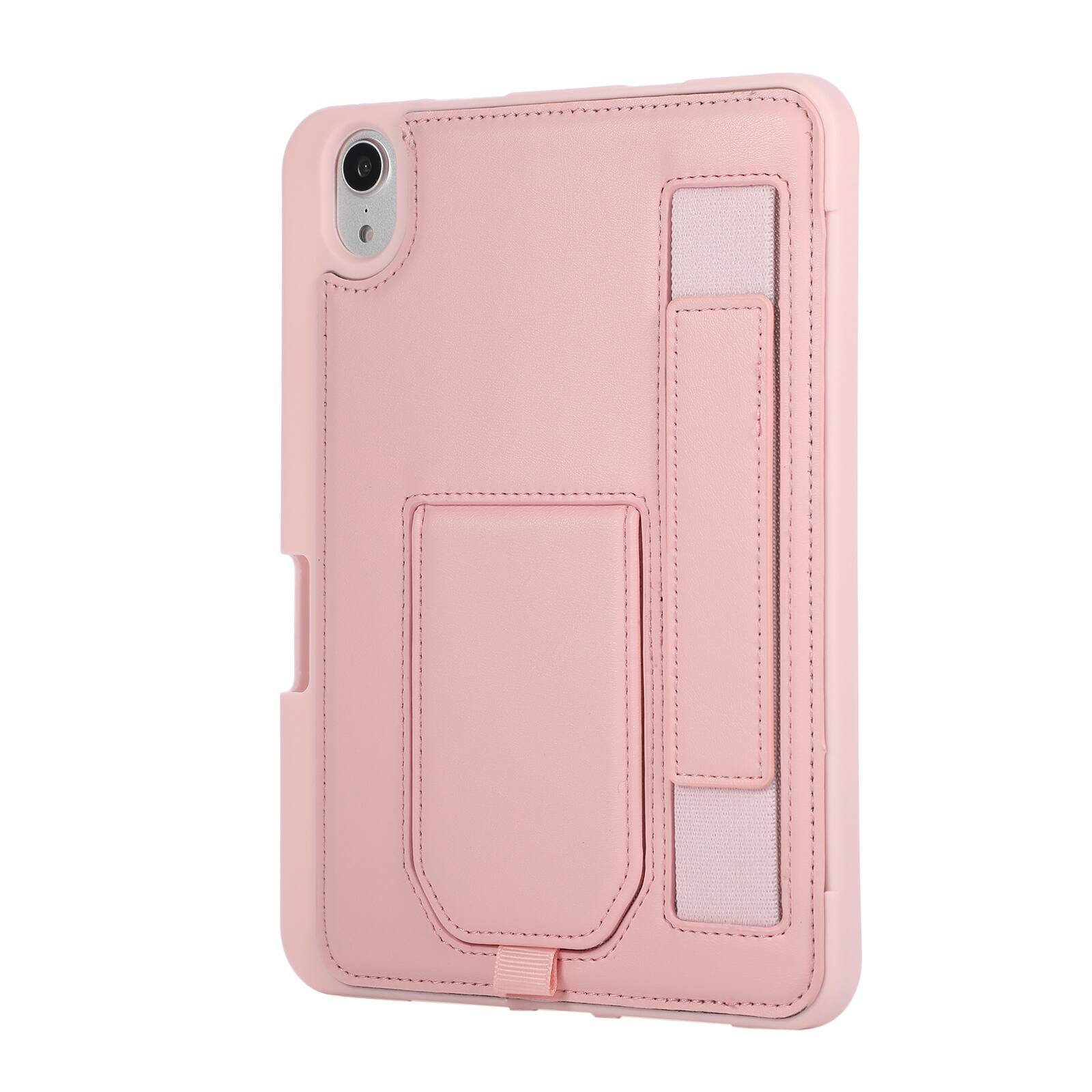 Alt View 2. UUCOVER - Case for iPad mini A17 Pro 8.3-inch 2024/iPad mini 6th Gen Shockproof PU Leather Hand Strap Stand Pencil Holder Cover - Pink.