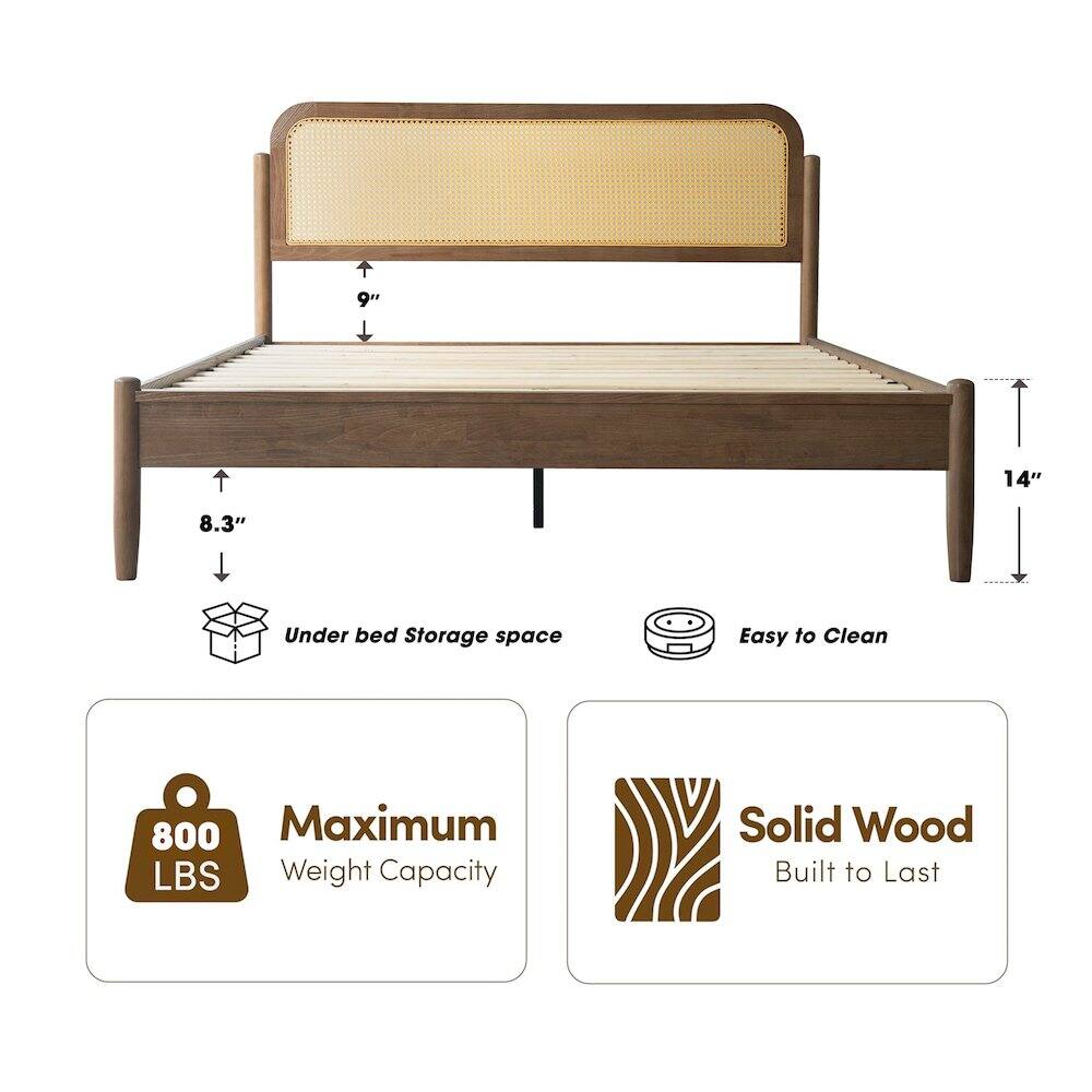 9" 14" 8.3" Under bed Storage space Easy to Clean 800 Maximum LBS Weight Capacity Solid Wood Built to Last