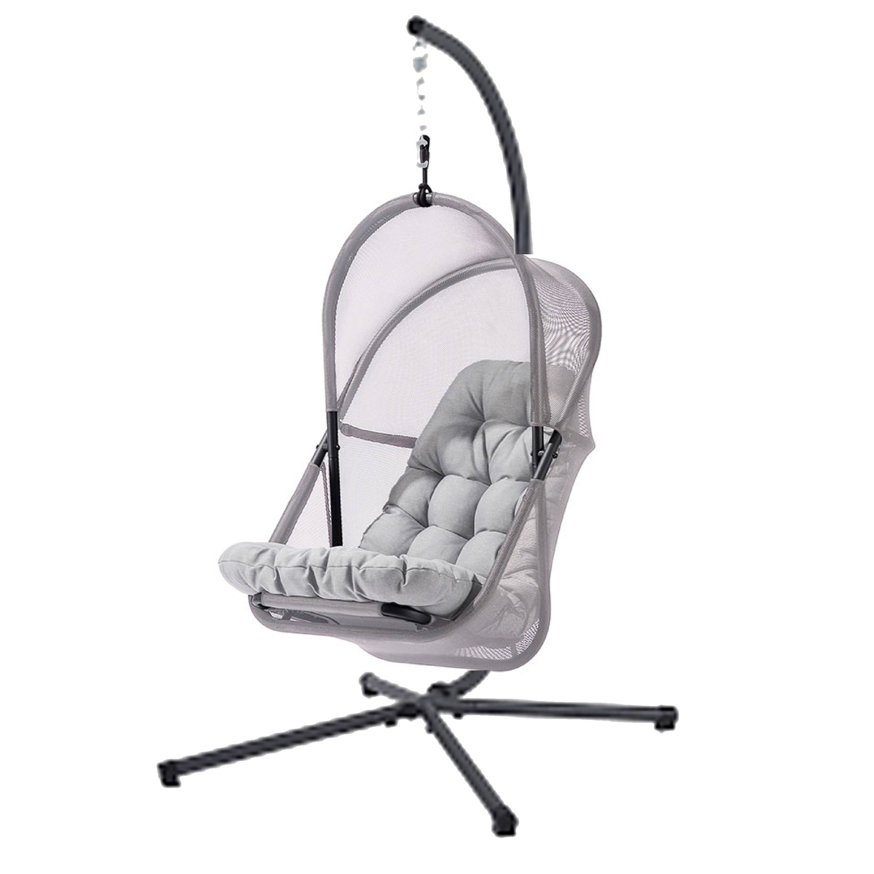 Alt View 1. Manhattan Lane - Bery Outdoor Swing Chair with Foldable Stand - Black, Light Gray.