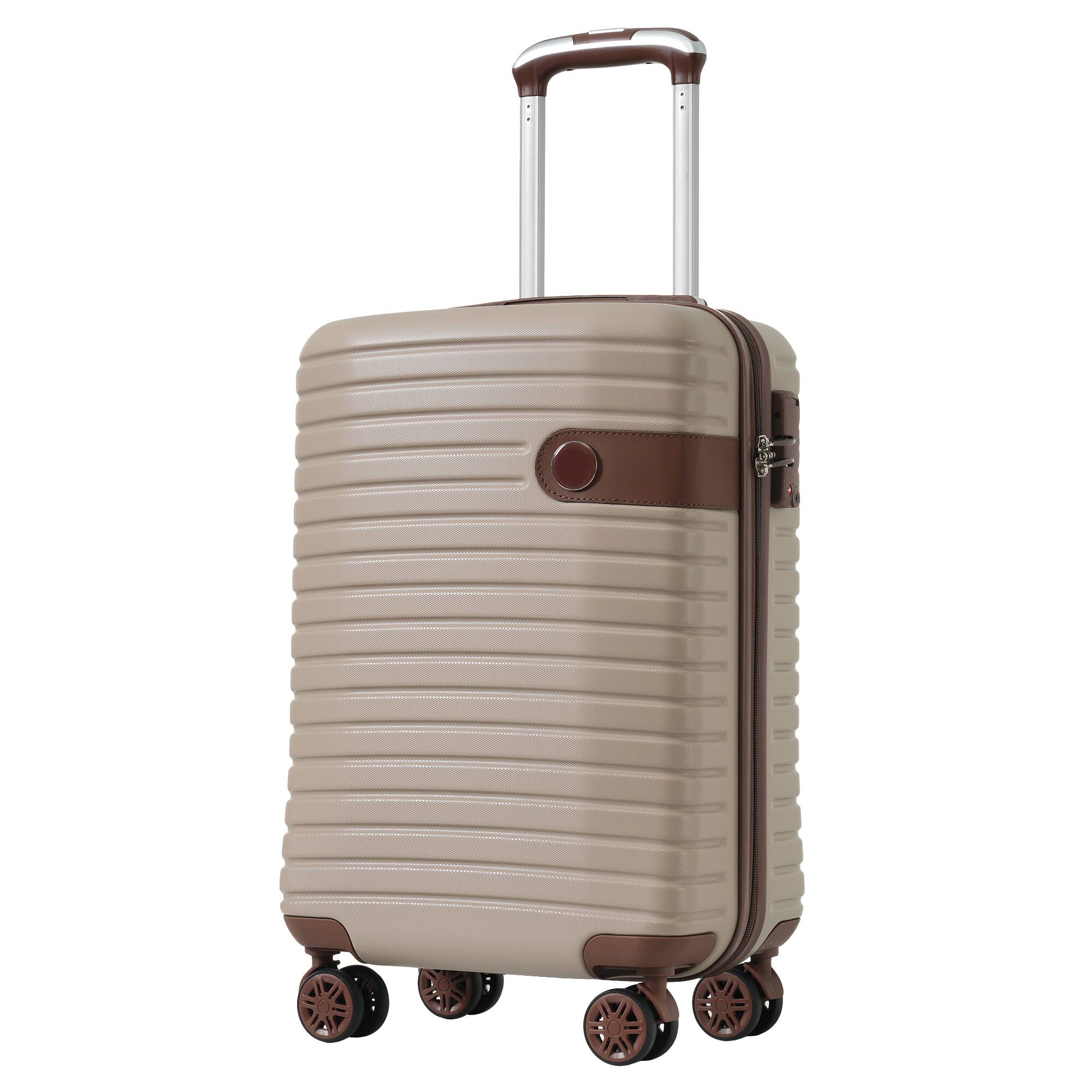 Alt View 9. Ecooso - 3-Piece 20" Carry-On Travel Set, Airline Compatible 22x14x9, ABS Suitcase with Wheels, Duffel & Toiletry Bag - khaki.