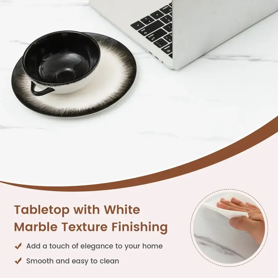Tabletop with White Marble Texture Finishing Add a touch of elegance to your home Smooth and easy to clean