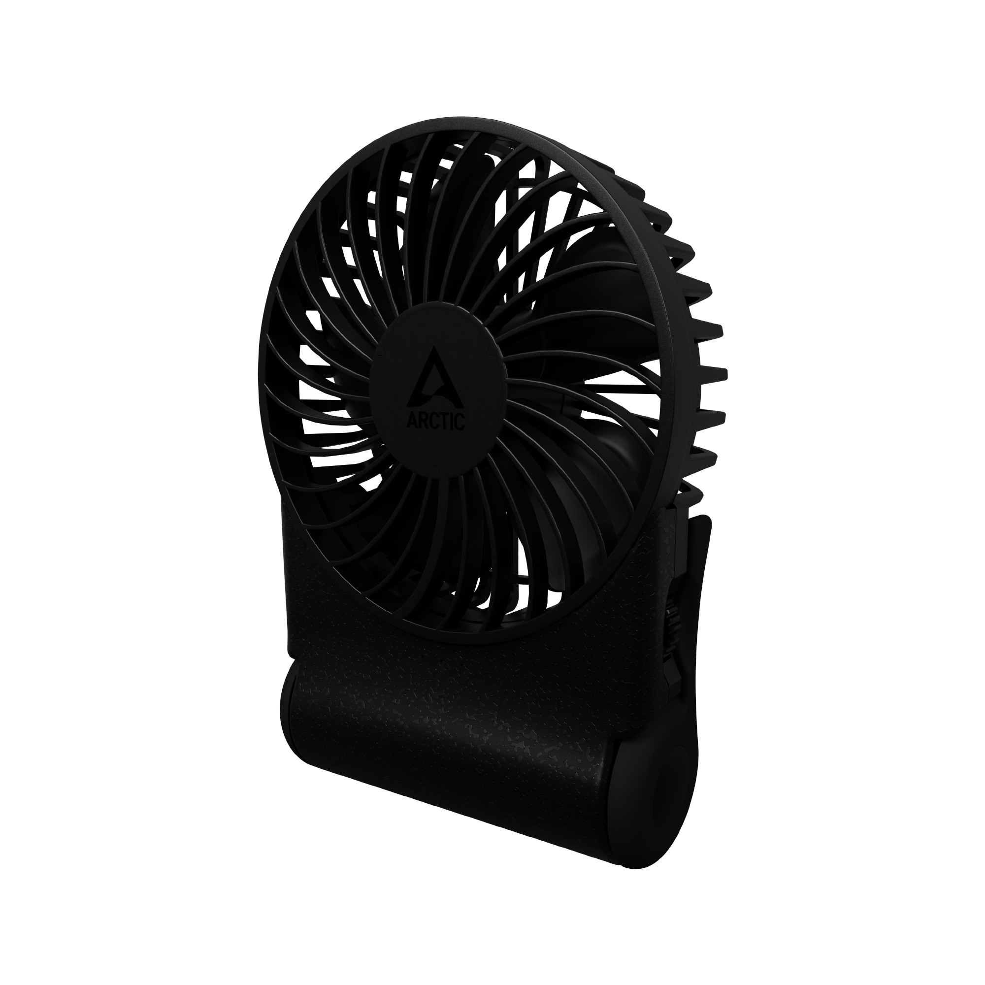 Front. Arctic - Arctic Summair Rechargeable Handheld Fan w/ Stand, infinite speed, 4-77h Running Time - Black.