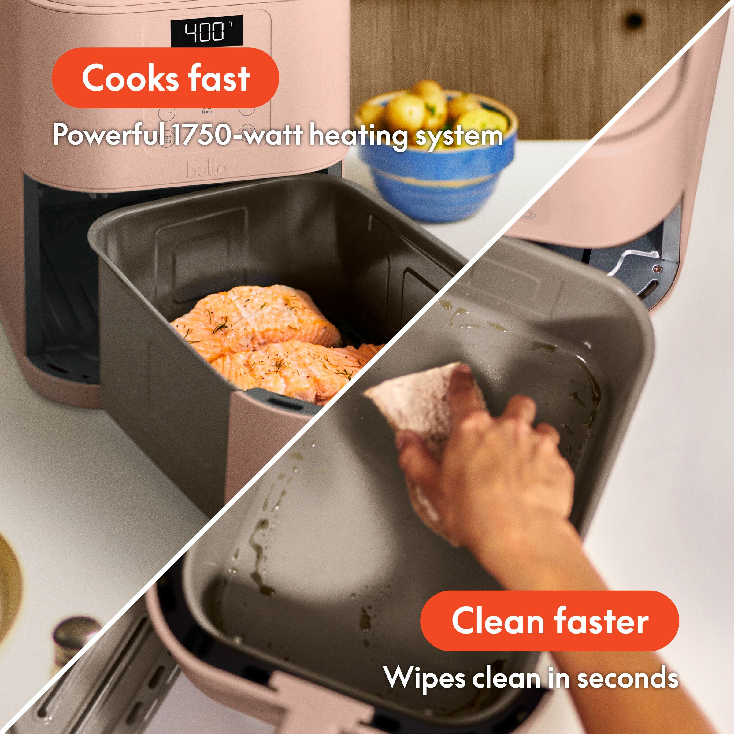 Cooks fast - Powerful 1750-watt heating system, Clean faster - Wipes clean in seconds