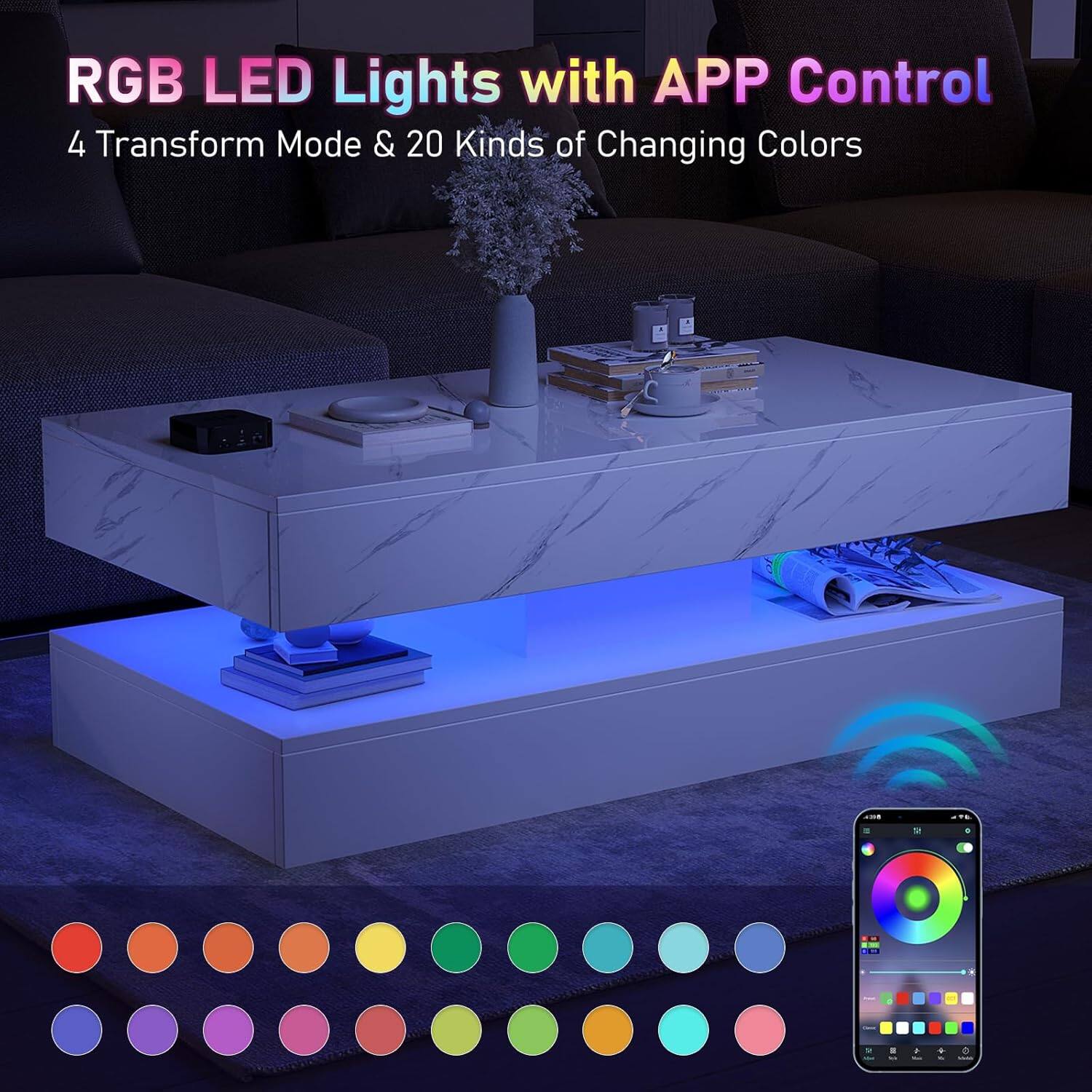 RGB LED Lights with APP Control  
4 Transform Mode & 20 Kinds of Changing Colors