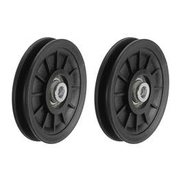 Unique Bargains - 105mm/4.13" Nylon Bearing Gym Pulley Wheel, 2pcs & Steel Shaft, for Cable Machine/Garage Door/Home Exercise - Black