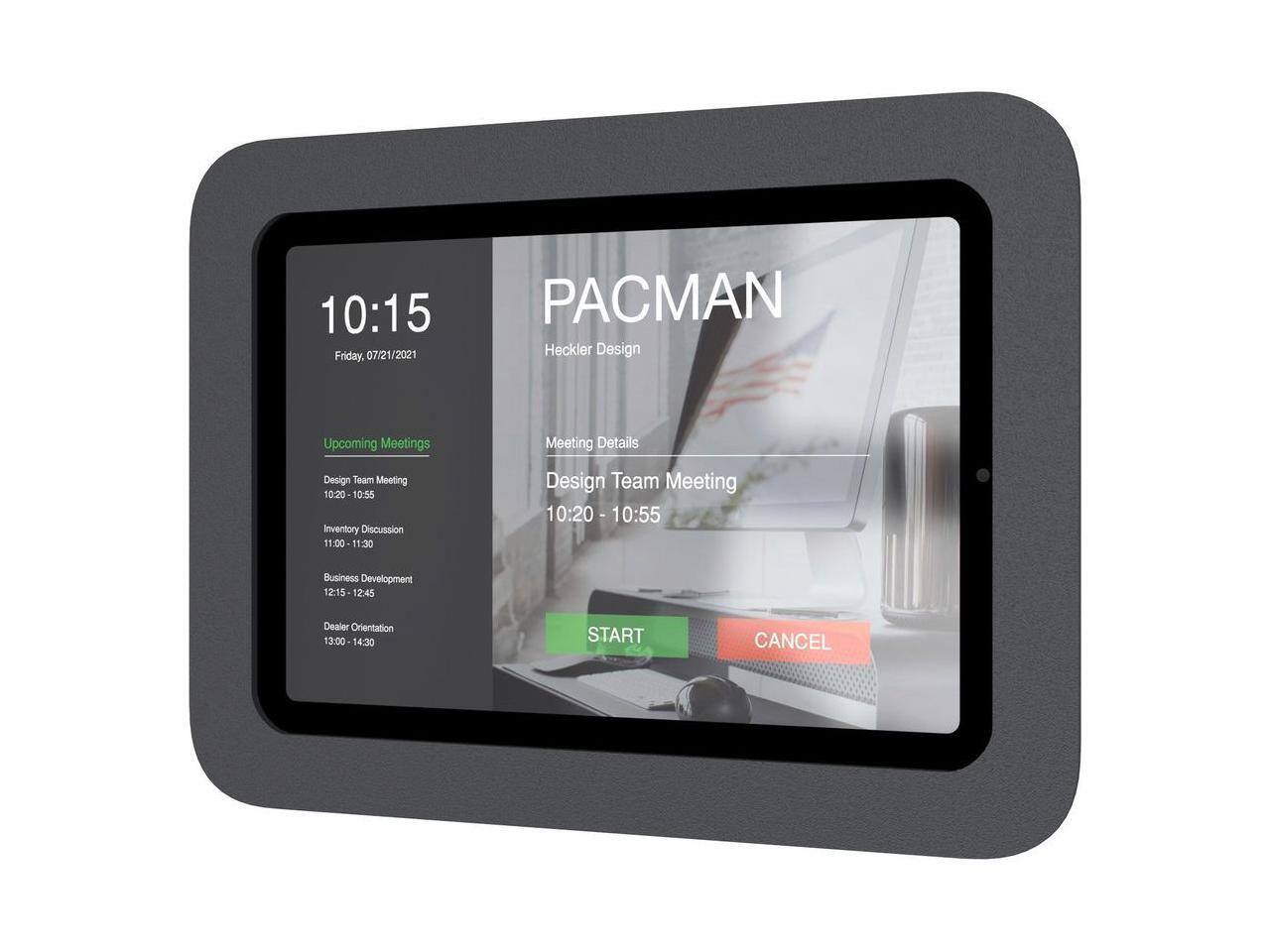 10:15  
Friday, 07/21/2021  

PACMAN  
Heckler Design  

Upcoming Meetings  

Meeting Details  

Design Team Meeting  
10:20 - 10:55  

Inventory Discussion  
11:00 - 11:30  

Business Development  
12:15 - 12:45  

Dealer Orientation  
13:00 - 14:30  

START  
CANCEL