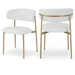 Meridian Furniture - Lupita Off- Vegan Leather Upholstered Dining Chair, Set of 2 - White