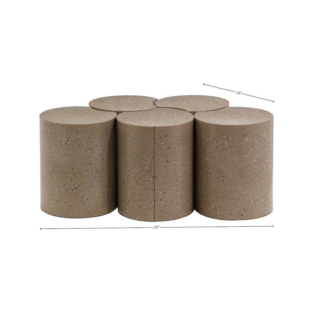 Alt View 3. Meridian Furniture - Dimple Taupe Coffee Table - Grey.