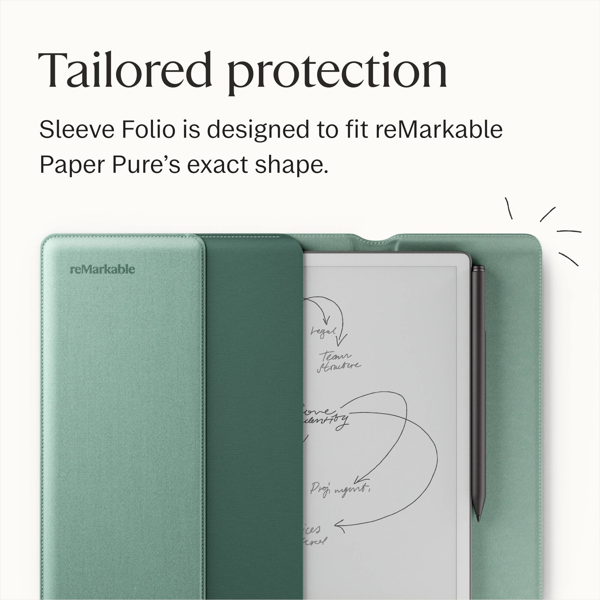 Tailored protection

Sleeve Folio is designed to fit reMarkable Paper Pure’s exact shape.