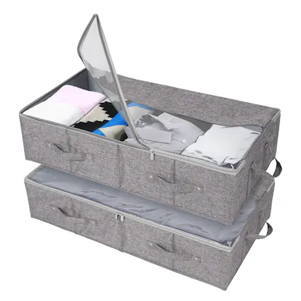 Front. Vicyak - 2 Pack Under Bed Storage Containers 54L - Grey.
