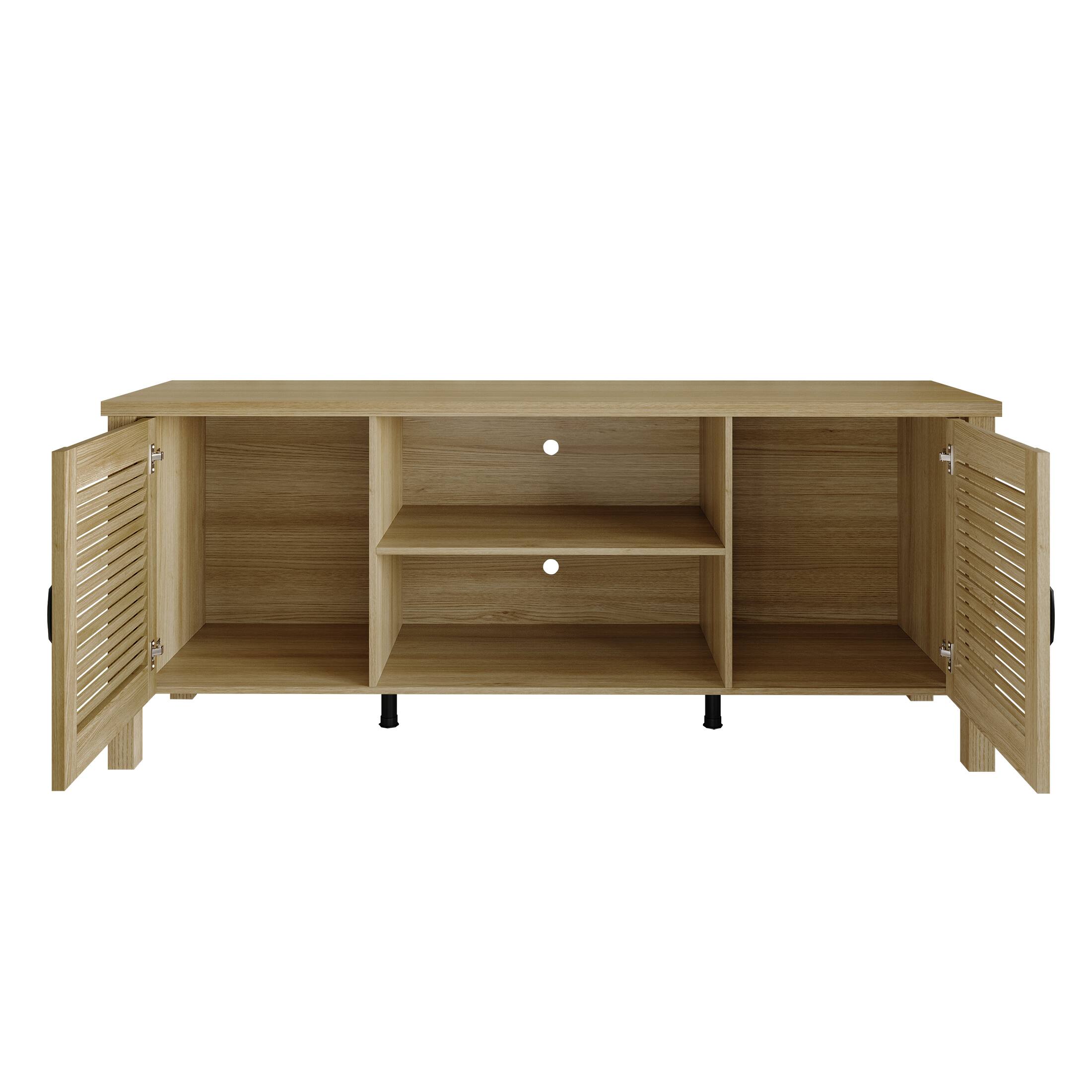 Alt View 3. ChaletPosh - Elegant Transitional TV Stand with Concealed Storage Doors, Sanremo Light Oak - Light Oak.