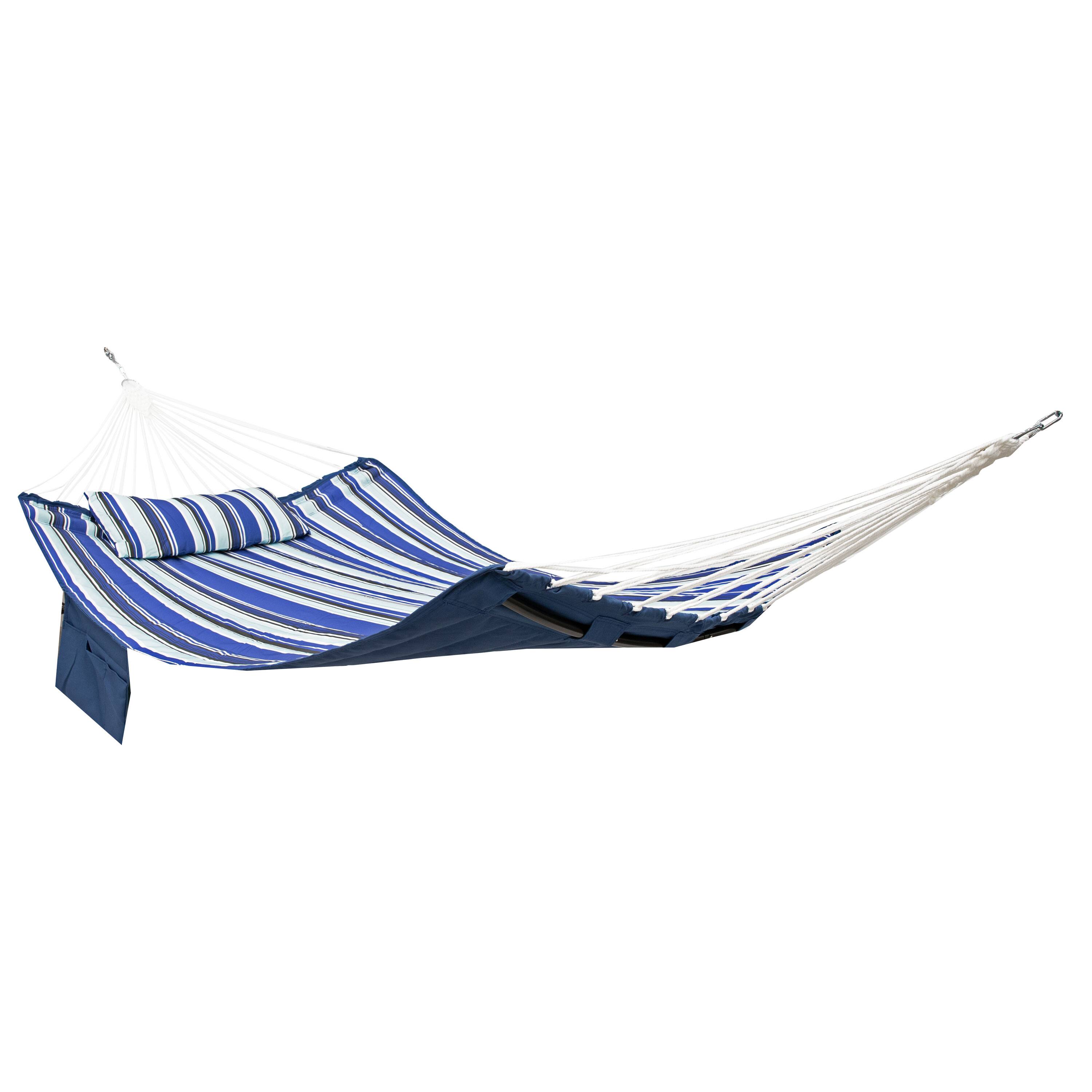 Sunnydaze - Metal Spreader Bar Hammock with Pillow - Catalina Beach
