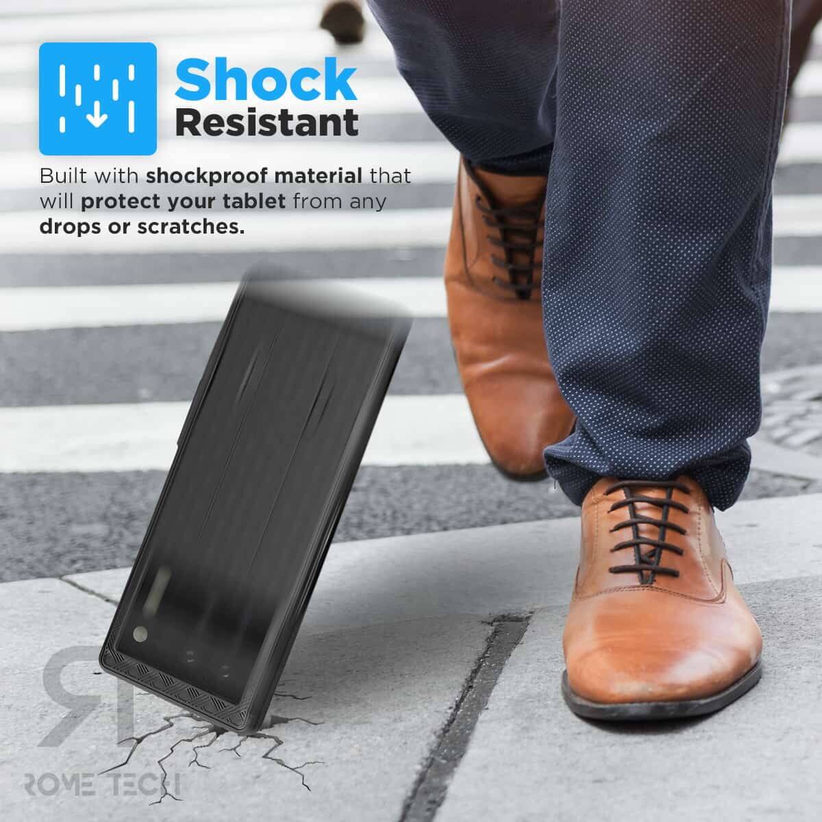 Shock Resistant

Built with shockproof material that will protect your tablet from any drops or scratches.

ROME TECH